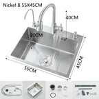 Évier inox brossé 50 à 60 cm avec mitigeur, détail 8 : accessoires, finition ou dimensions