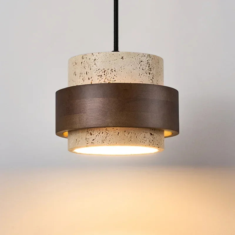 Suspension Travertin et Noyer – Lacoste