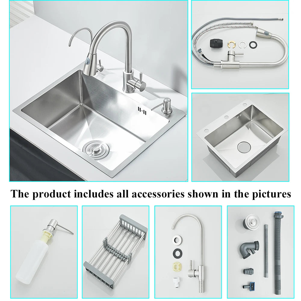 Évier inox 304 à encastrer 50 à 60 cm, détail 5 : accessoires, finition ou dimensions