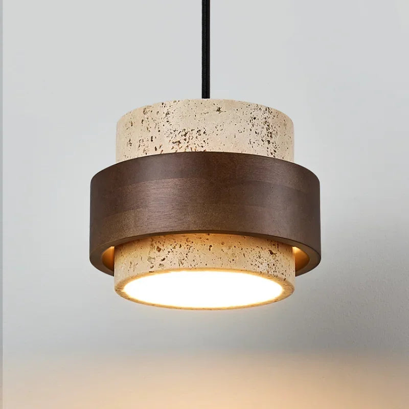 Suspension Travertin et Noyer – Lacoste