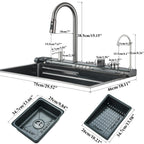 Évier cascade gris avec écran et robinet d'eau filtrée, détail 5 : accessoires, finition ou dimensions