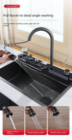Évier cascade inox 304 avec écran, détail 3 : accessoires, finition ou dimensions