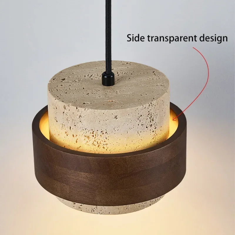 Suspension Travertin et Noyer – Lacoste