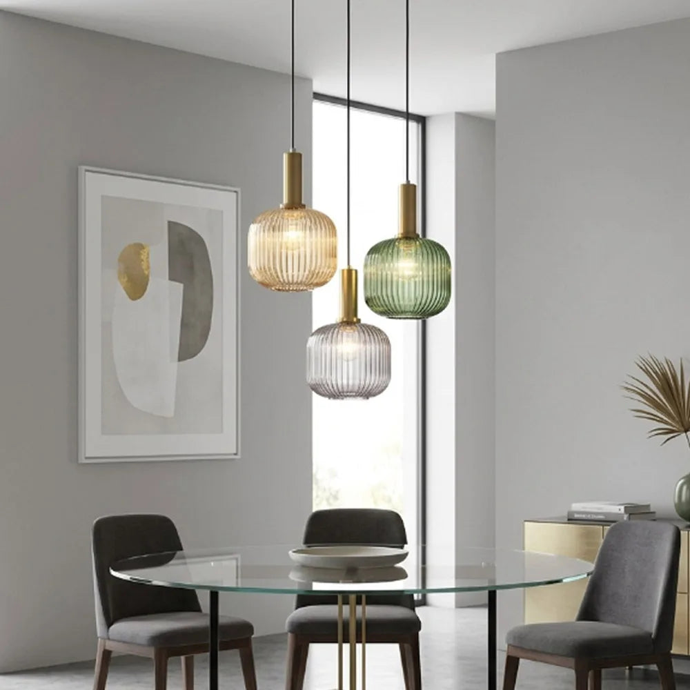 Suspension Verre Strié Vintage – Dieulefit