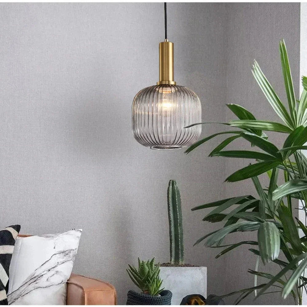 Suspension Verre Strié Vintage – Dieulefit
