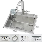 Évier inox brossé 50 à 60 cm avec mitigeur, détail 6 : accessoires, finition ou dimensions
