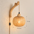 Dimensions de la lampe de chevet suspendue Cassis boule, bras courbé : Ø 20 cm, 15 cm