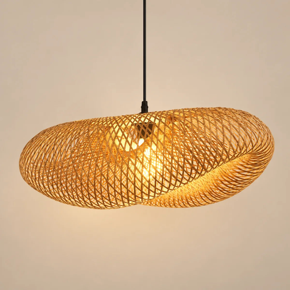 Suspension Biot Ø 80 cm, bambou tressé