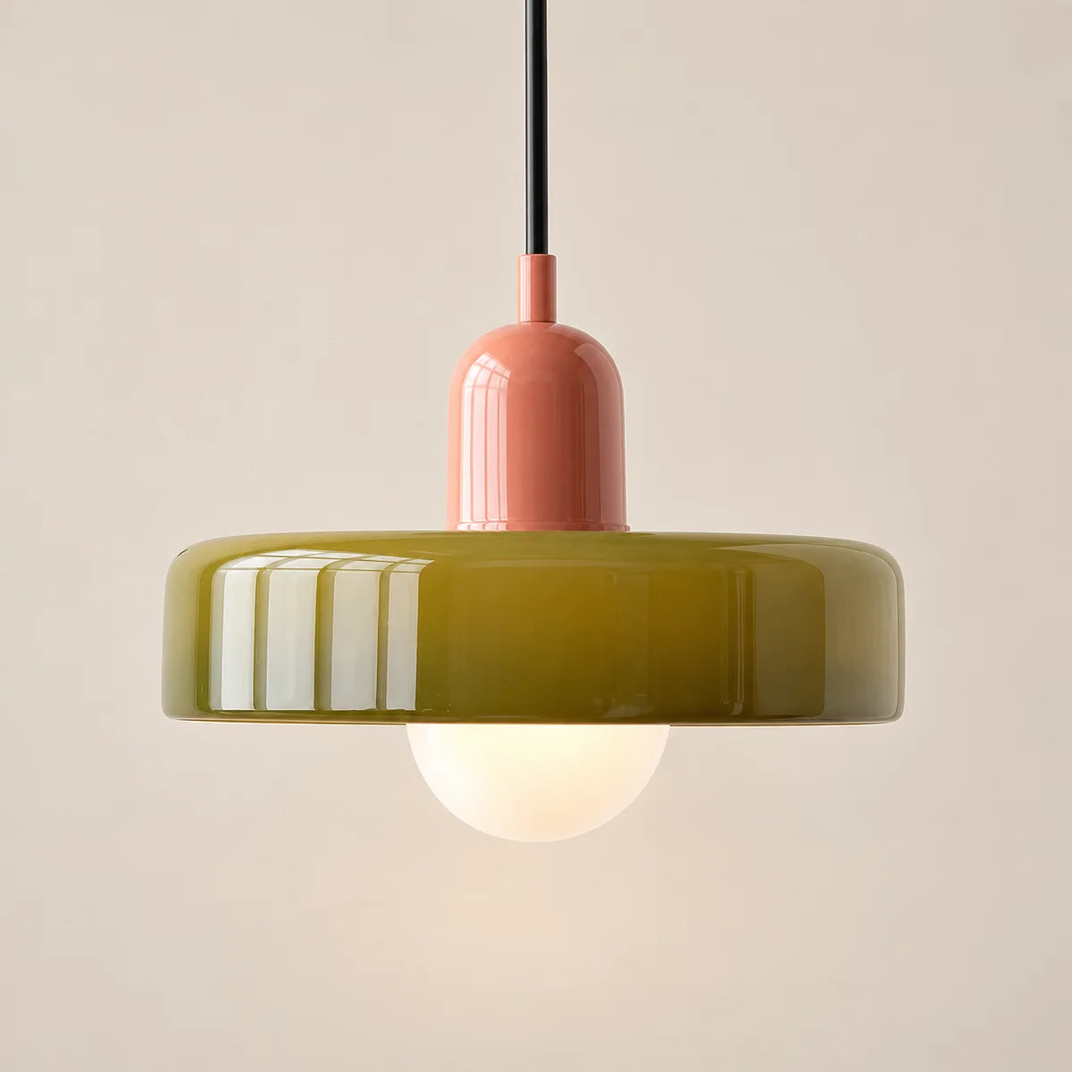 Suspension Vallauris rose et vert d'eau, bauhaus