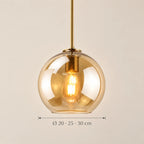 Dimensions de la suspension Sète cuivre, verre ambré : Ø 20 · 25 · 30 cm