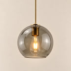 Suspension Sète cuivre, verre fumé, boule en verre