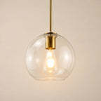 Suspension Sète cuivre, verre transparent, boule en verre