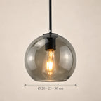 Dimensions de la suspension Sète noir, verre fumé : Ø 20 · 25 · 30 cm