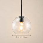 Dimensions de la suspension Sète noir, verre transparent : Ø 20 · 25 · 30 cm