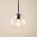Suspension Sète noir, verre transparent, boule en verre
