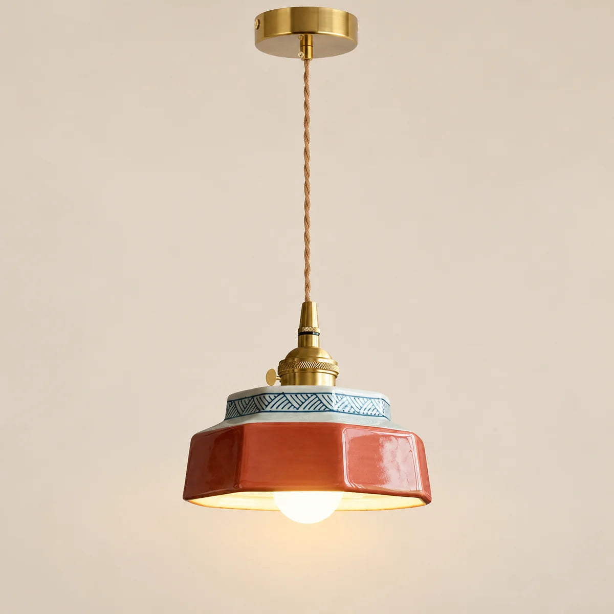 Suspension Salernes terracotta, céramique émaillée