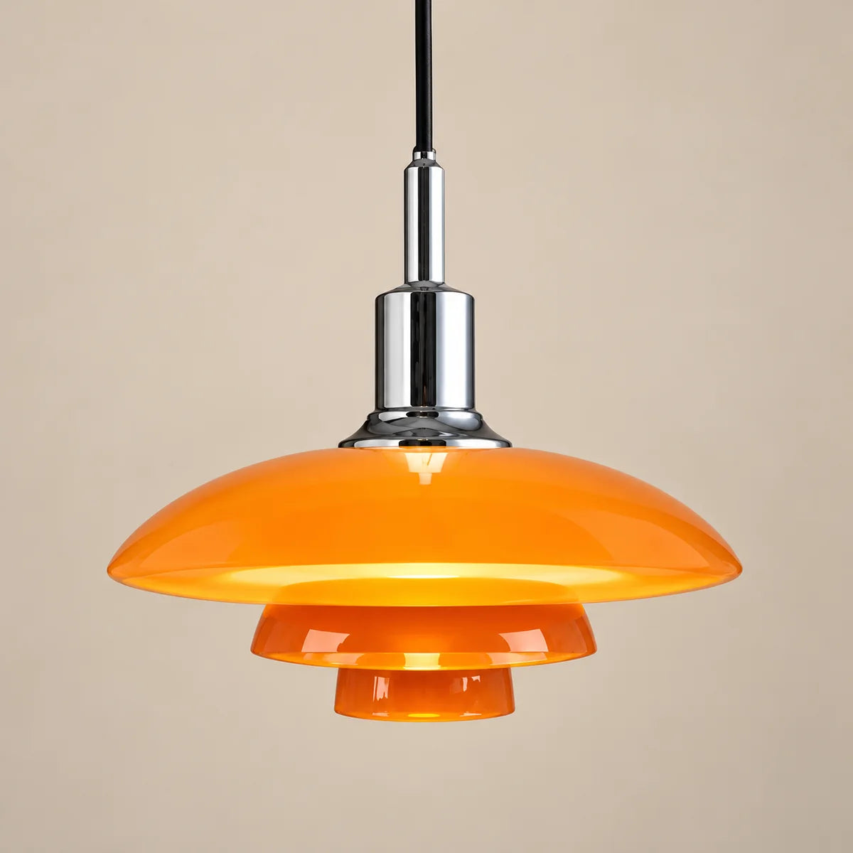 Suspension Menton chromé et orange, danoise