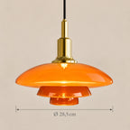 Dimensions de la suspension Menton doré et orange : Ø 28,5 cm