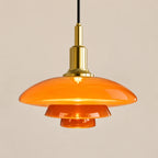 Suspension Menton doré et orange, danoise