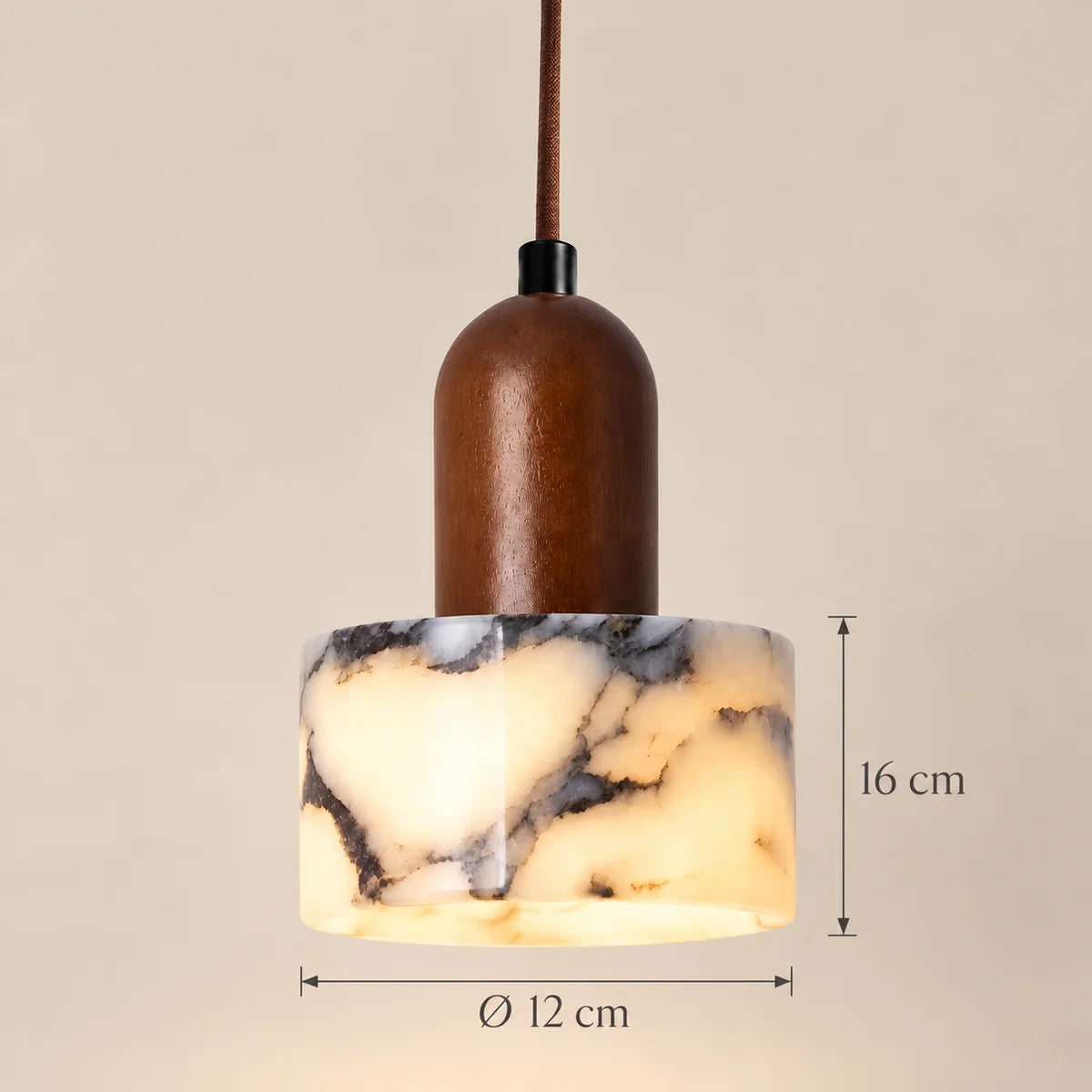 Dimensions de la suspension Céret : Ø 12 cm, 16 cm