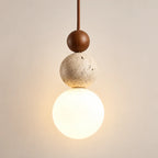 Suspension Moustiers noyer, perles travertin