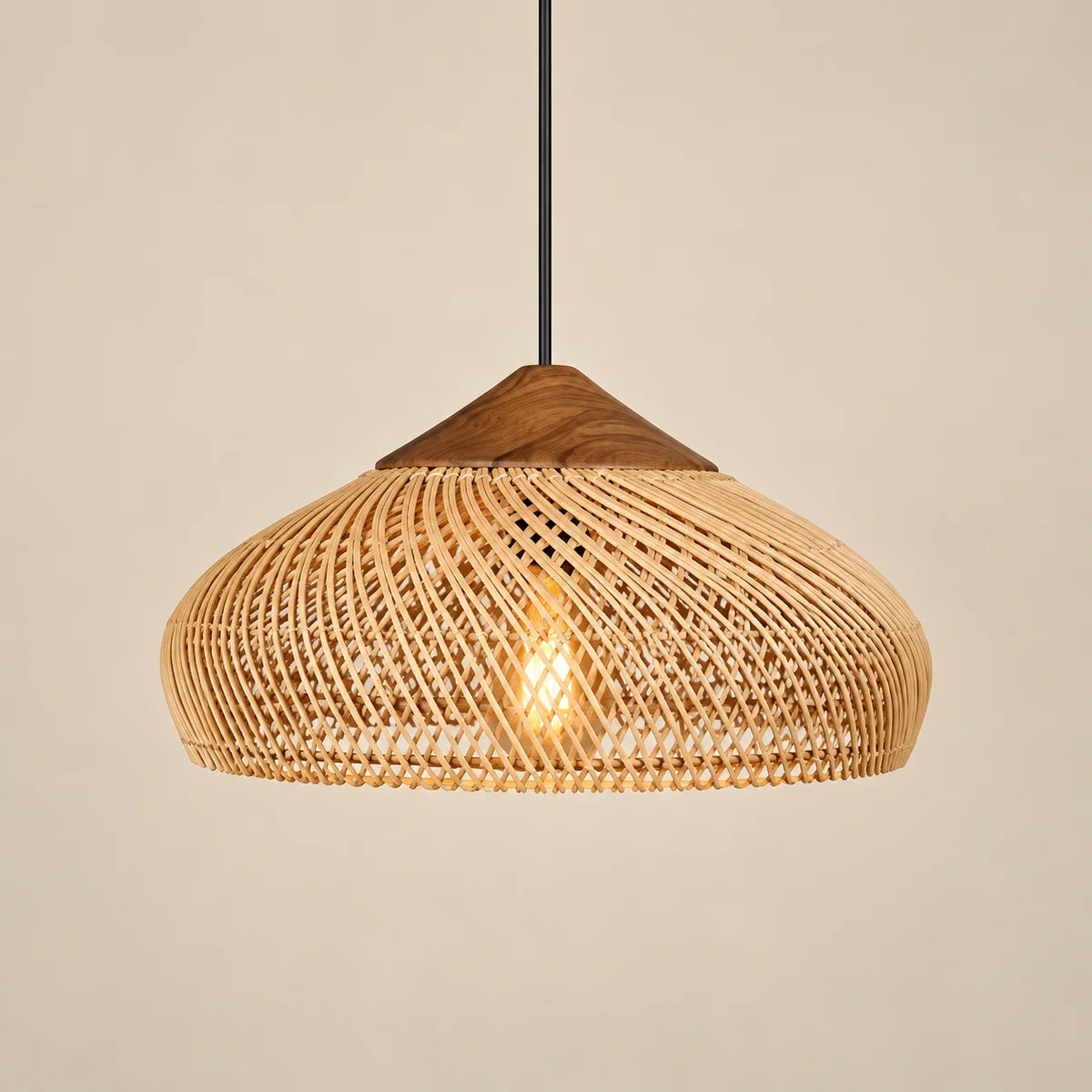 Suspension Sault soucoupe · naturel, rotin tressé