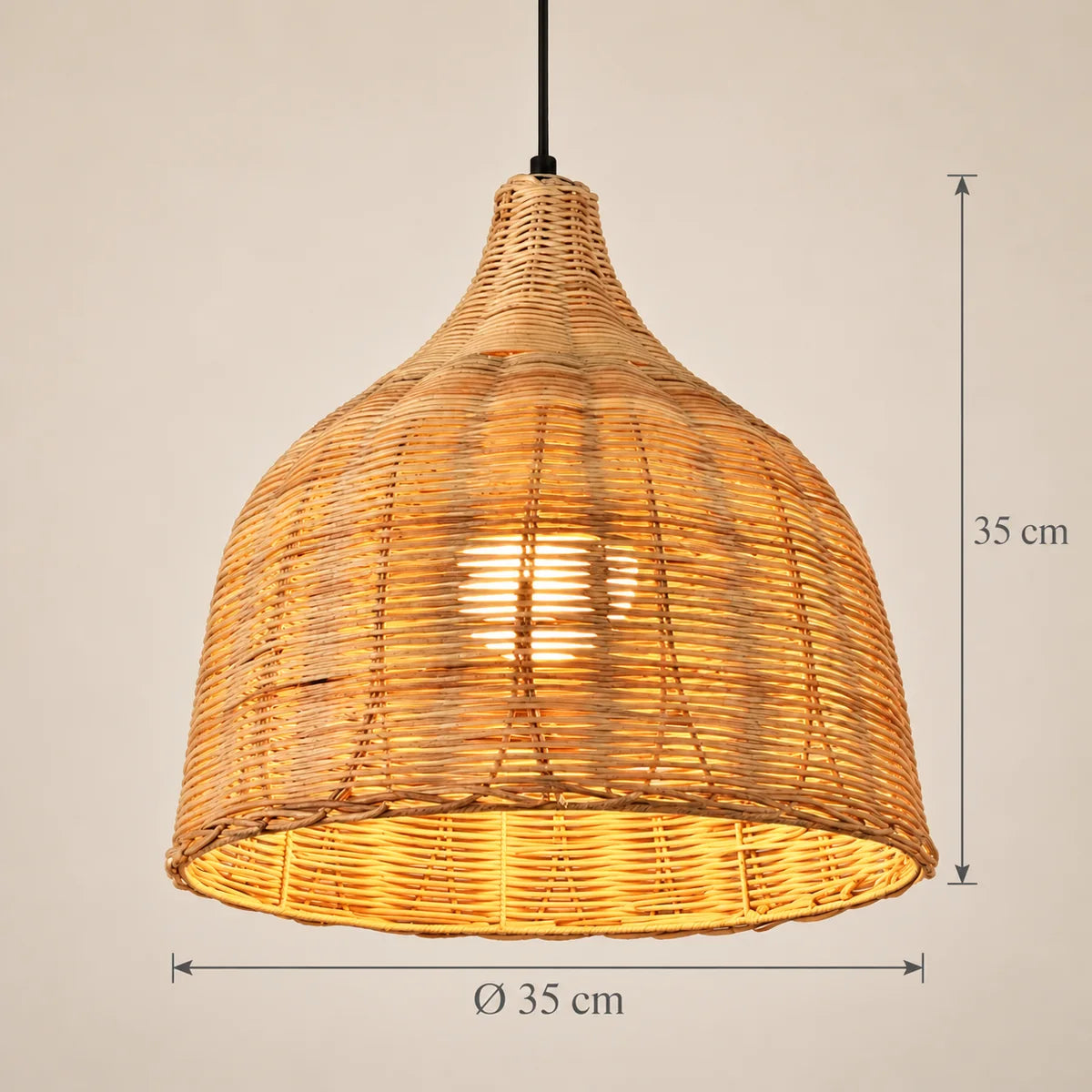 Dimensions de la suspension Anduze grande naturel : Ø 35 cm, 35 cm