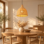 Suspension Anduze grande naturel au-dessus d'une table ronde