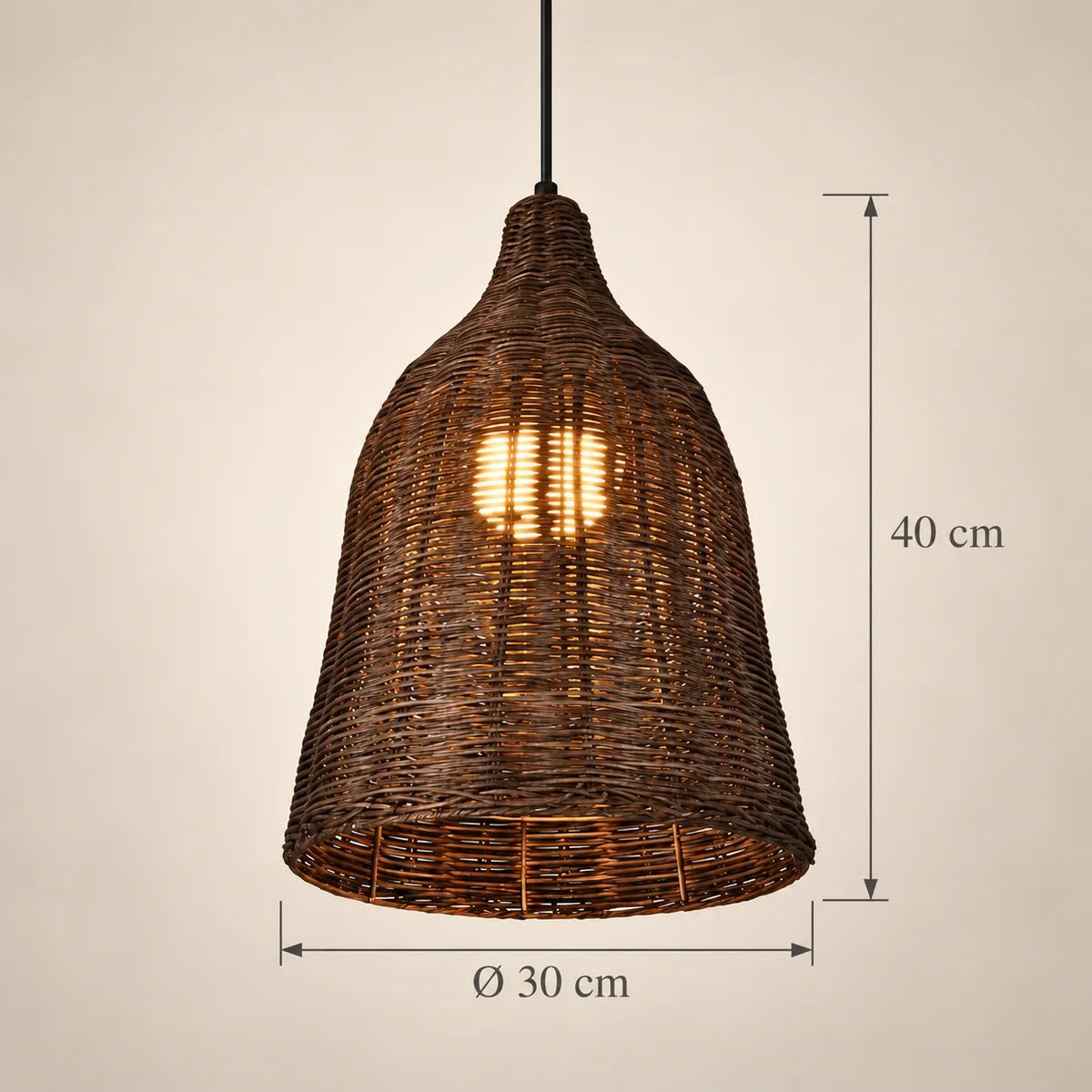Dimensions de la suspension Anduze moyenne brun : Ø 30 cm, 40 cm