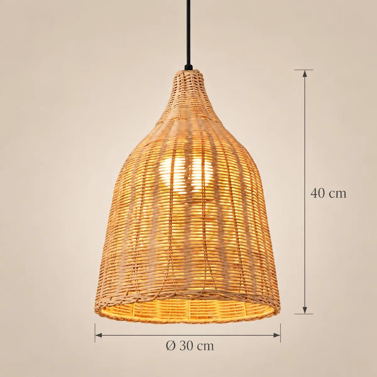 Dimensions de la suspension Anduze moyenne naturel : Ø 30 cm, 40 cm