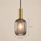 Dimensions de la suspension Dieulefit tube gris fumé : Ø 13 cm, 32 cm