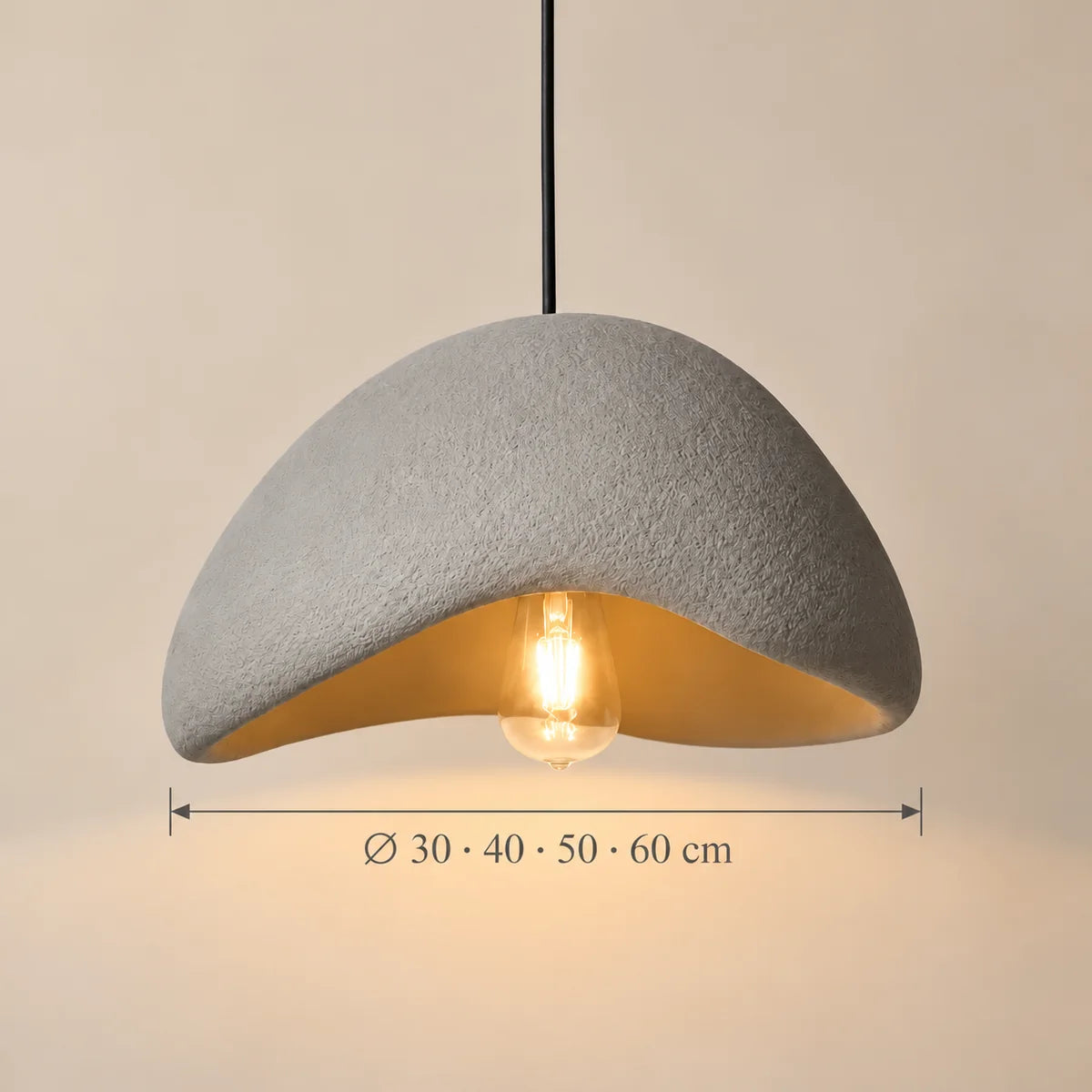 Dimensions de la suspension Gordes vague gris : Ø 30 · 40 · 50 · 60 cm